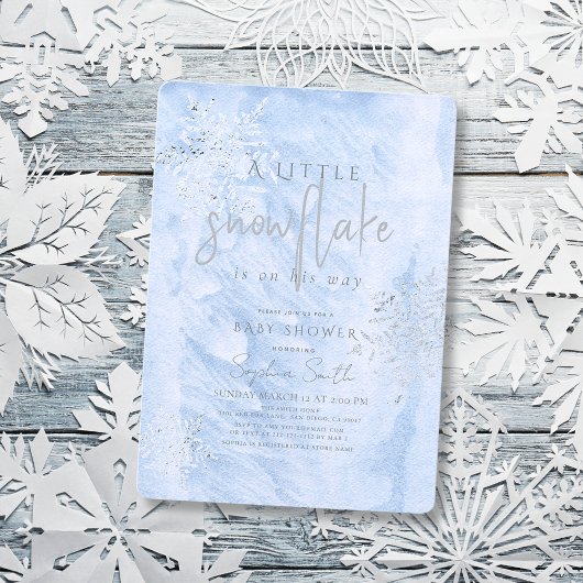 Frozen Winter Silver Snowflake Boy Baby shower Kaart