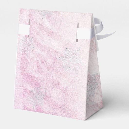 Frozen Winter Silver Snowflake Roze Baby shower Bedankdoosjes (Achterkant)