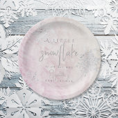 Frozen Winter Silver Snowflake Roze Baby shower Papieren Bordje