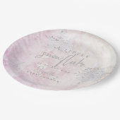 Frozen Winter Silver Snowflake Roze Baby shower Papieren Bordje (Gekanteld)