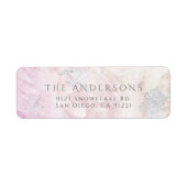 Frozen Winter Silver Snowflake Roze Retour Adres Etiket (Voorkant)