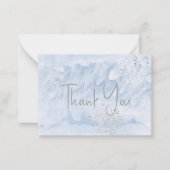 Frozen Winter Snowflake Blue Baby shower Dank u Notitiekaartje (Voorkant)