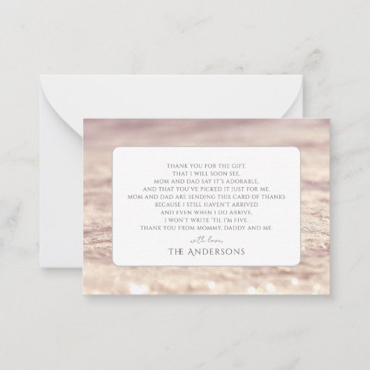 Frozen Winter Snowflake Roze Baby shower Bedankt Notitiekaartje (Achterkant)