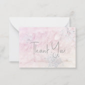 Frozen Winter Snowflake Roze Baby shower Bedankt Notitiekaartje (Voorkant)