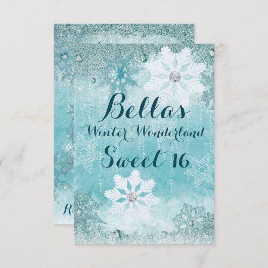 Frozen Winter Wonderland Party Uitnodigingen (Voorkant / Achterkant)