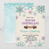Frozen Winter Wonderland Verjaardagsuitnodiging Kaart (Voorkant / Achterkant)