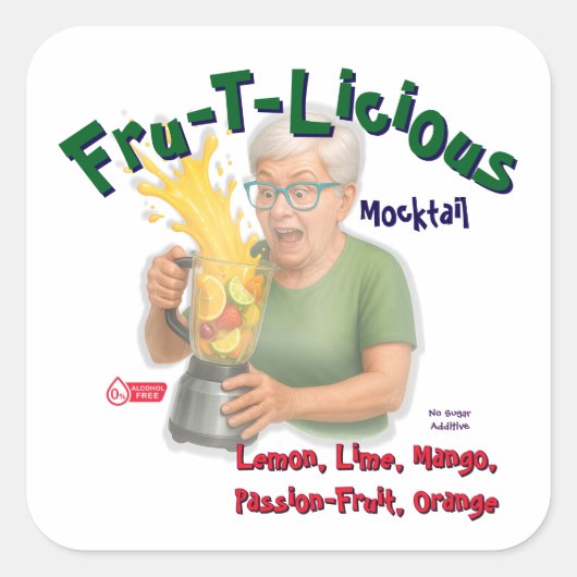 Fru-T-Lekker, Vierkante Sticker (Voorkant)