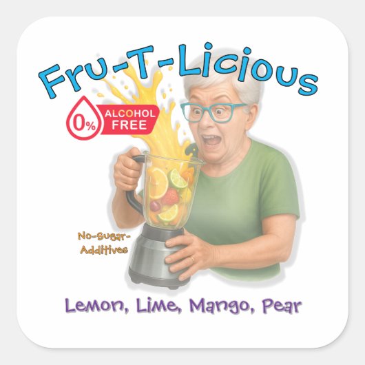 Fru-T-Lekkere Mocktail Vierkante Sticker (Voorkant)