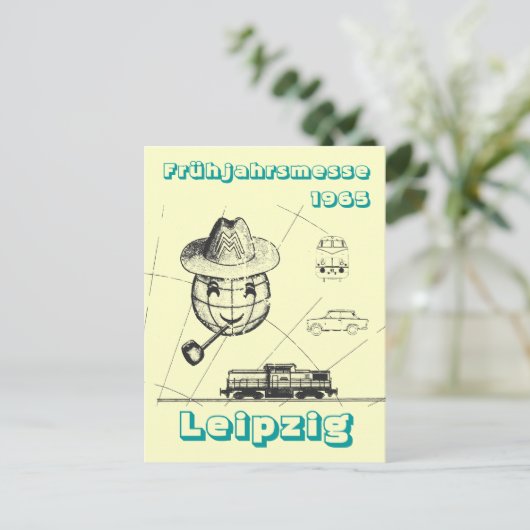 Frühjahrsmesse Leipzig Werbedesign DDR Briefkaart (Staand voorkant)