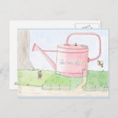 Frühlings gruss hummel gießkanne garten postkarte briefkaart (Voorkant / Achterkant)
