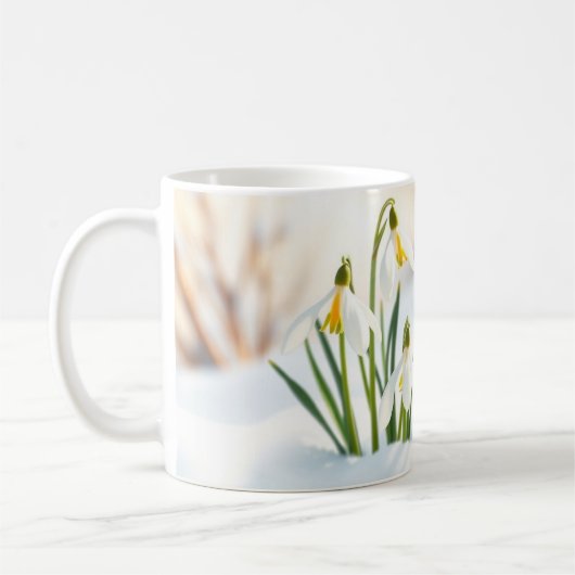Frühlingserwachen Tasse Schneeglöckchen Krokusse Koffiemok (Links)
