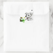 Frühlingserwachen, Welpe mit Schmetterling Vierkante Sticker (Tas)