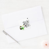 Frühlingserwachen, Welpe mit Schmetterling Vierkante Sticker (Envelop)
