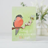 Frühlingskarte mit Vogel und Hummel (Staand voorkant)