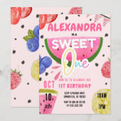 Fruit 1e Verjaardag Meisje Sweet One Tutti Frutti Kaart (Voorkant / Achterkant)