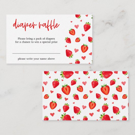 Fruit Aardbei Spring Baby shower Luier Raffle Informatiekaartje (Voorkant / Achterkant)