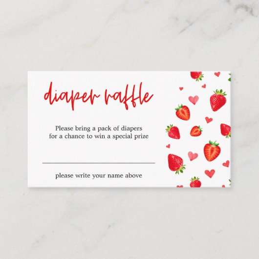 Fruit Aardbei Spring Baby shower Luier Raffle Informatiekaartje (Voorkant)