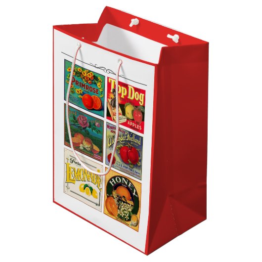  fruit advertentie label rustiek medium cadeauzakje (Voorkant Gekanteld)