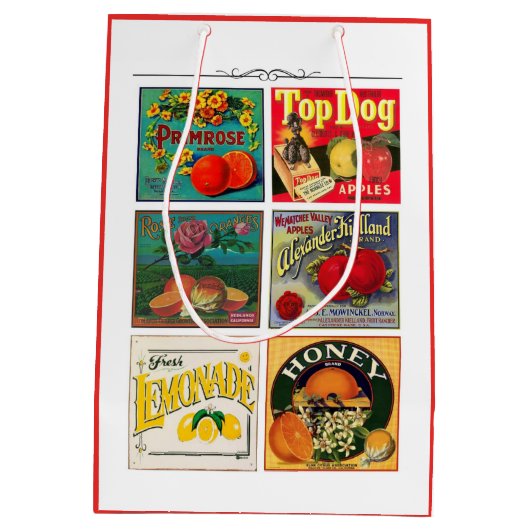 fruit advertentie label rustiek medium cadeauzakje (Achterkant)