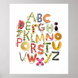 Fruit Alphabet Kinder ABC Nursey Food Theme Poster