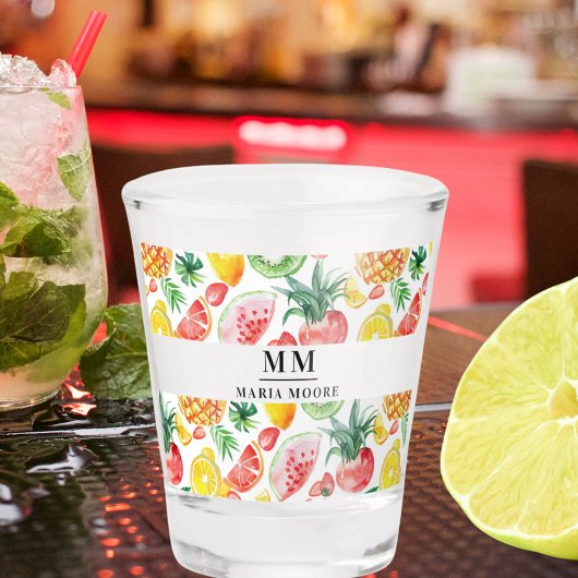 Fruit ananas watermeloenen monogram initiaal naam shot glas