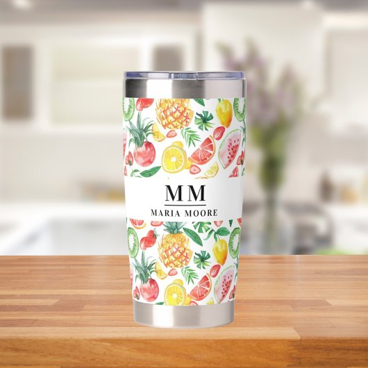 Fruit ananas watermeloenen monogram naam geïsoleerde drinkbeker
