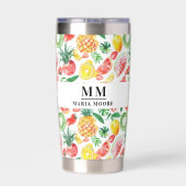 Fruit ananas watermeloenen monogram naam geïsoleerde drinkbeker (Achterkant)