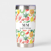 Fruit ananas watermeloenen monogram naam geïsoleerde drinkbeker (Voorkant)