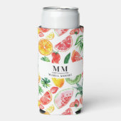 Fruit ananas watermeloenen monogram naam seltzer blikjeskoeler (Seltzer Voorkant)