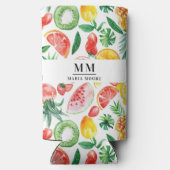 Fruit ananas watermeloenen monogram naam seltzer blikjeskoeler (Achterkant)