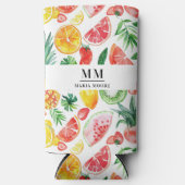 Fruit ananas watermeloenen monogram naam seltzer blikjeskoeler (Voorkant)