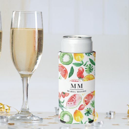 Fruit ananas watermeloenen monogram naam seltzer blikjeskoeler