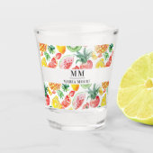 Fruit ananassen watermeloenen monogram initiaal na shot glas (Voorkant)