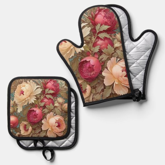 Fruit and Flowers Pot holder set (Voorkant / Achterkant)