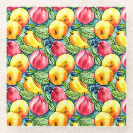 Fruit appel peer zomerse waterverf patroon glazen onderzetter