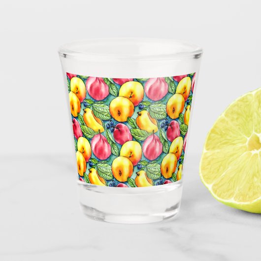 Fruit appel peer zomerse waterverf patroon shot glas (Voorkant)