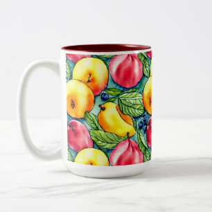 Fruit appel peer zomerse waterverf patroon tweekleurige koffiemok
