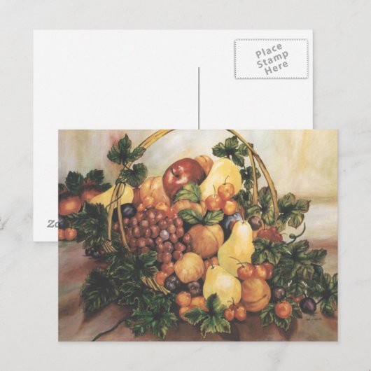 Fruit Basket Waterverf Schilderij Briefkaart (Voorkant / Achterkant)