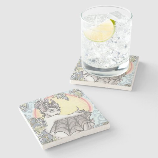 Fruit Bat Fairy druiven Fantasy Art Stone Onderzet Stenen Onderzetter (Zijkant)