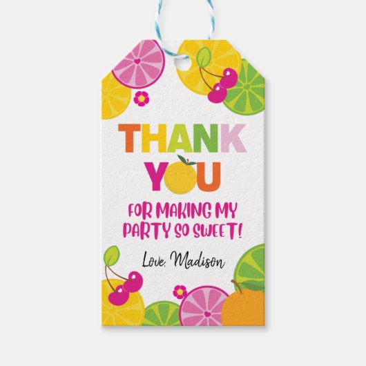 Fruit Birthday - dank je Labels voor cadeautjes Cadeaulabel (Voorkant)