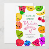 Fruit Birthday Invitation, Tutti Frutti Invitation Kaart (Voorkant / Achterkant)