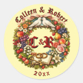 Fruit & Bloemen Bruids Krans Ronde Sticker (Voorkant)