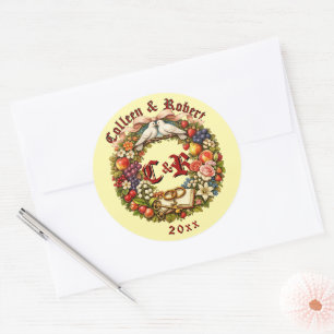 Fruit & Bloemen Bruids Krans Ronde Sticker