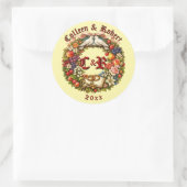 Fruit & Bloemen Bruids Krans Ronde Sticker (Tas)