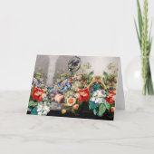 FRUIT, BLOEMEN, DRUIVEN, PERZIKEN EN KLEINE VOGELS FEESTDAGEN KAART (Voorkant)