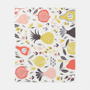 fruit, bloemen: naadloos patroon. fleece deken