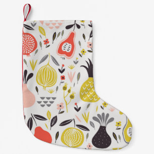 fruit, bloemen: naadloos patroon. kleine kerstsok