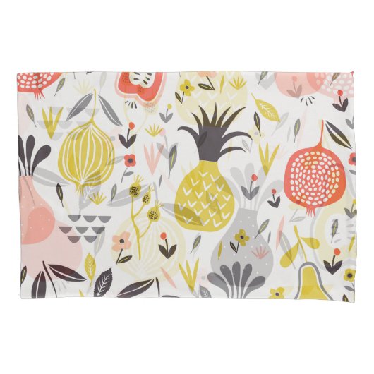 fruit, bloemen: naadloos patroon. kussensloop (Voorkant)