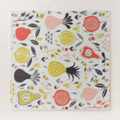 fruit, bloemen: naadloos patroon. legpuzzel (Horizontaal)