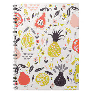 fruit, bloemen: naadloos patroon. notitieboek